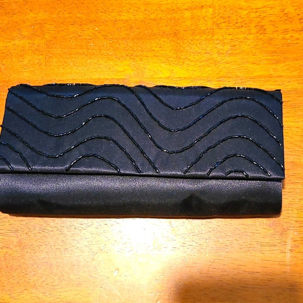 Evening black beaded clutch